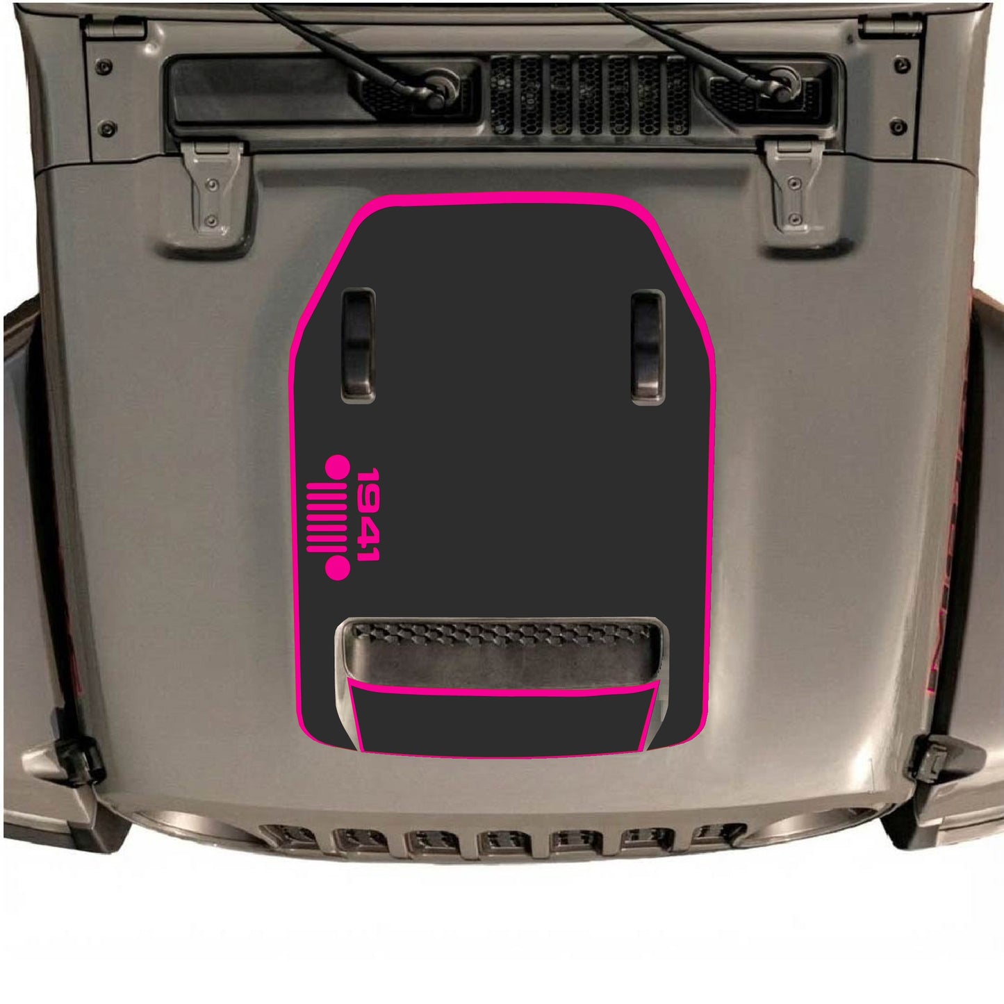 Hood Panel Decal/Sticker - 1941 Left Side Grill with Border Graphic Decal Graphic Kit - For Jeep JL JLU 392 2018 - Premium Vinyl