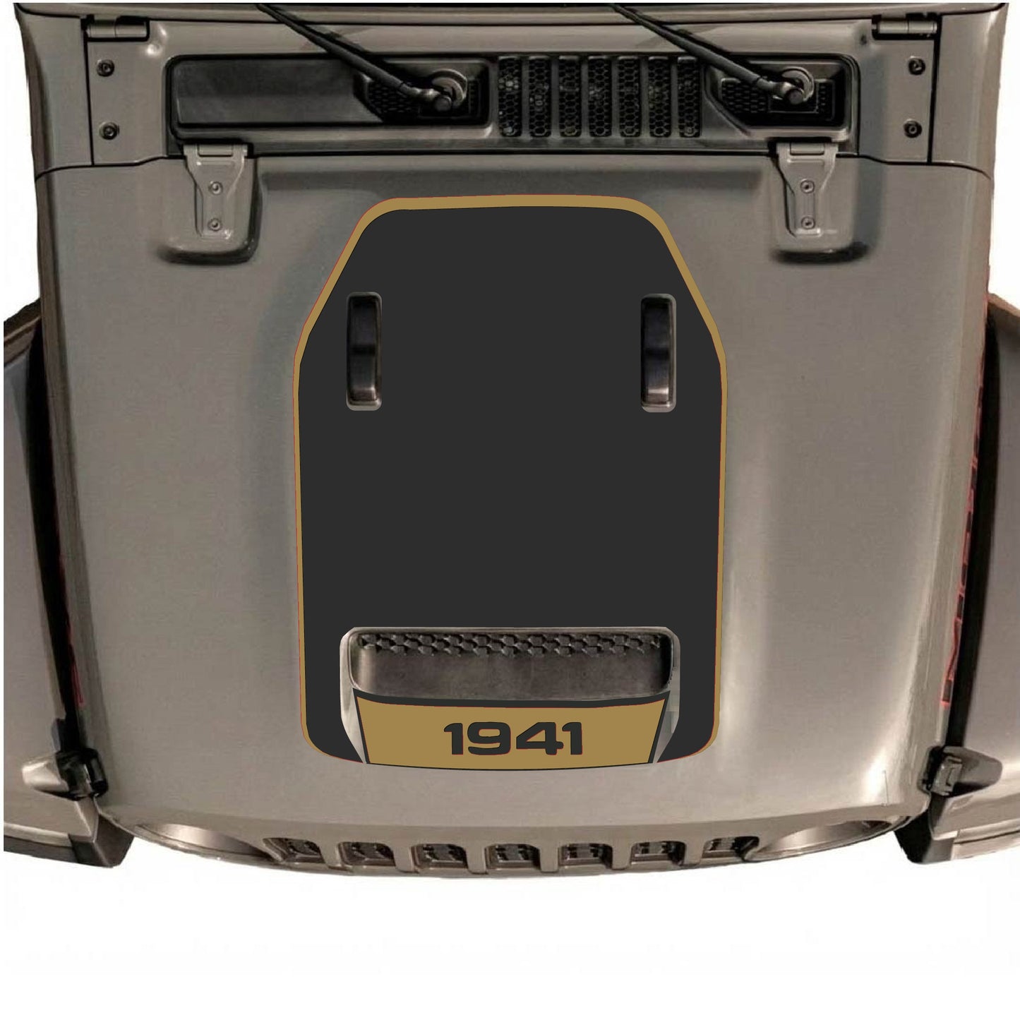 Hood Panel Decal/Sticker - Bottom 1941 with Border Graphic Decal Graphic Kit - For Jeep JL JLU 392 2018 - Premium Vinyl