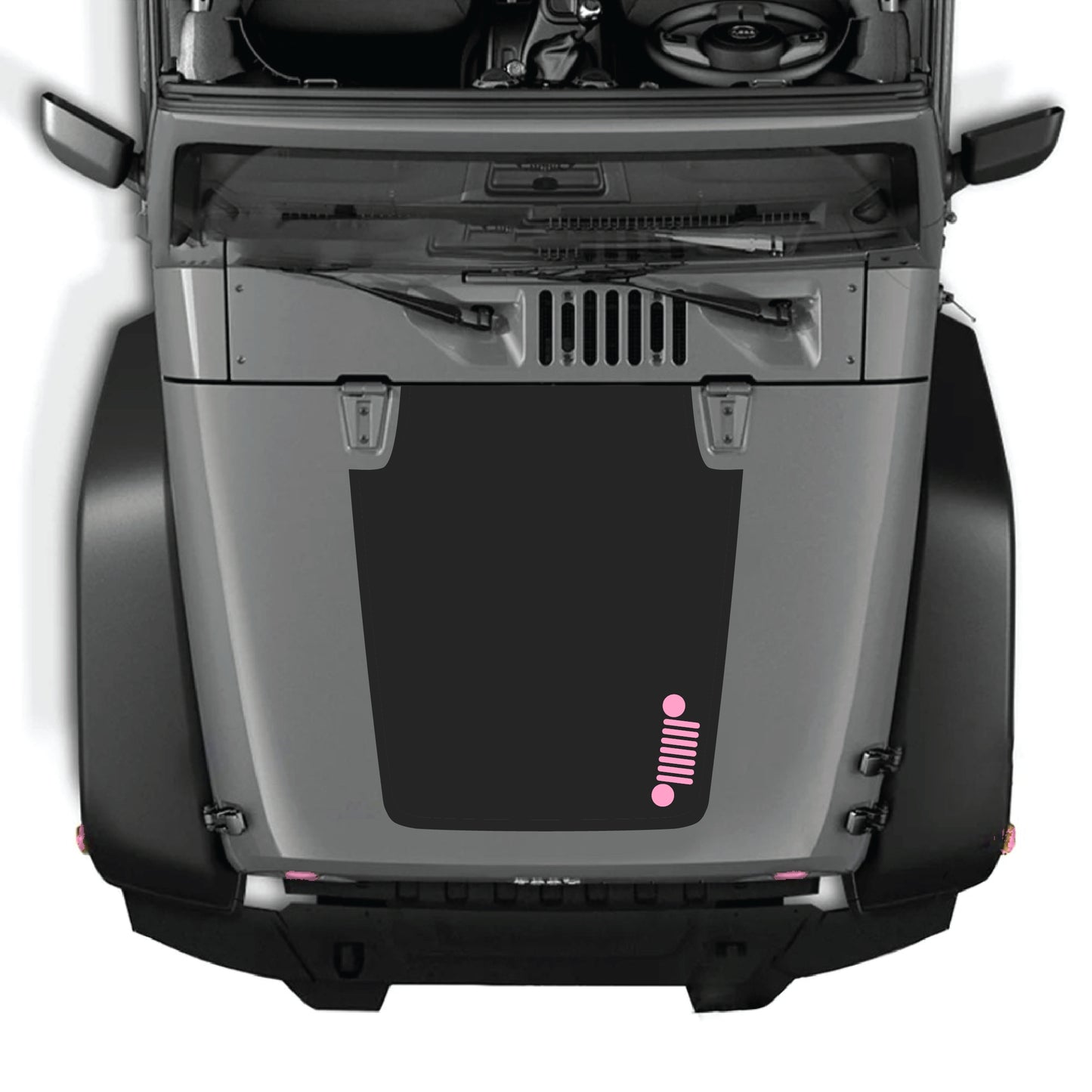 Right side hood decal graphic kit for Jeep Wrangler JK JKU, made of premium vinyl with bold design on vehicle's hood.