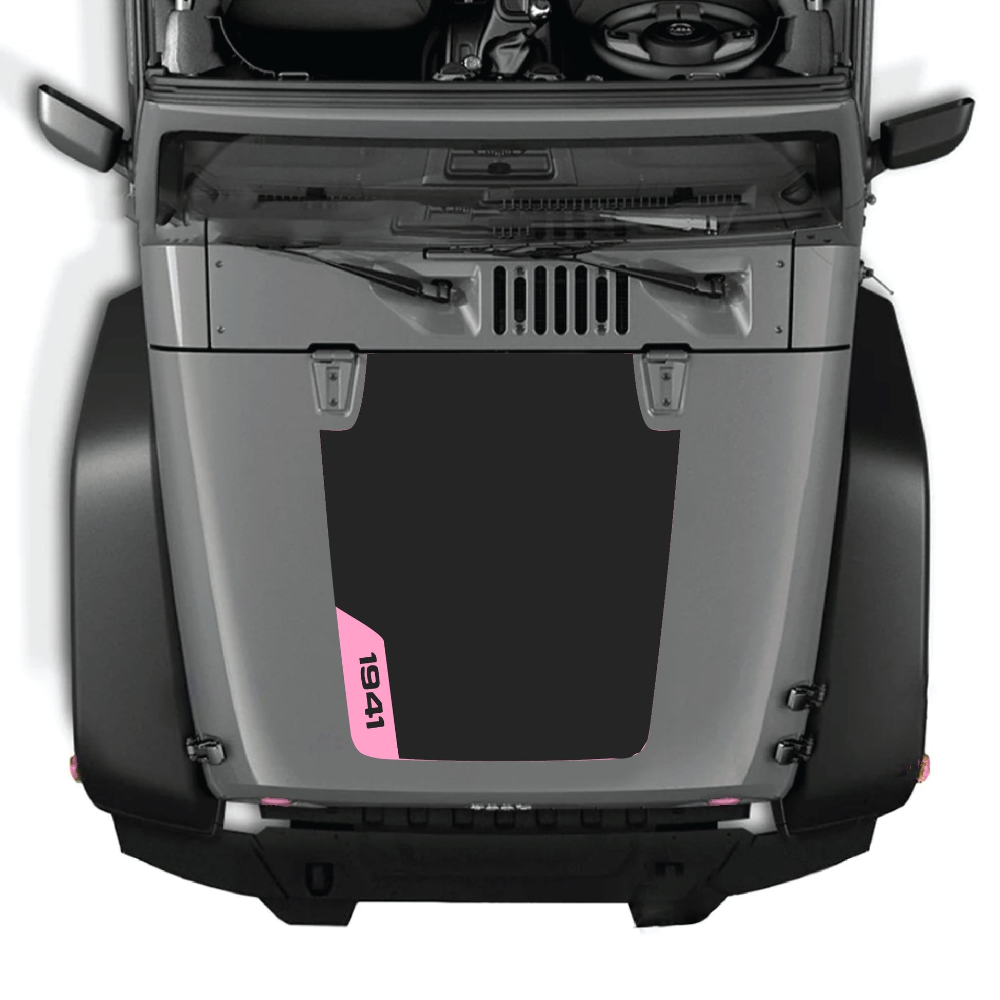 Left side hood decal graphic kit for Jeep Wrangler JK JKU 2007-2018, premium vinyl CarCode decal with 1941 design.