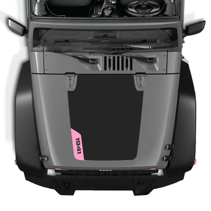 Left side hood decal graphic kit for Jeep Wrangler JK JKU 2007-2018, premium vinyl CarCode decal with 1941 design.