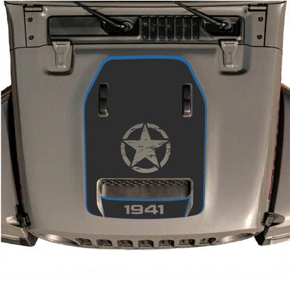 Hood Panel Decal/Sticker - 1941 Center Star with Border Graphic Decal Graphic Kit - For Jeep JL JLU 392 2018 - Premium Vinyl