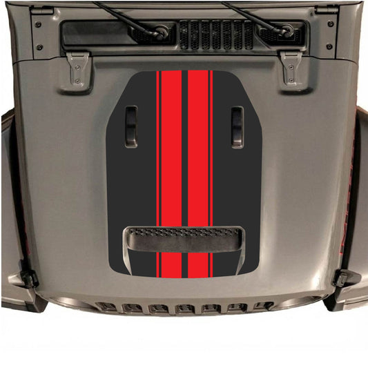 Hood Panel Decal/Sticker - Stripes Graphic Decal Graphic Kit - For Jeep JL JLU 392 2018 - Premium Vinyl