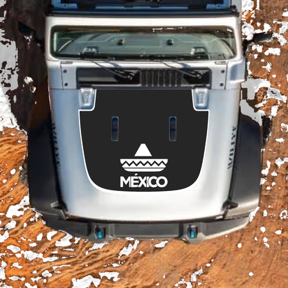 Hood Panel Decal/Sticker - Mexico with Border Graphic Decal Graphic Kit - For Jeep JL JLU Sahara 2018-2025 - Premium Vinyl