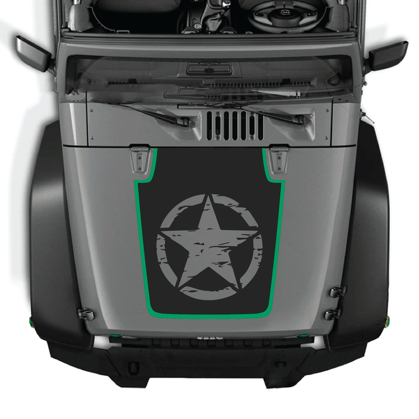 Full de calcomanía para capó con estrella para Jeep Wrangler JK JKU, fabricado en vinilo premium, con un diseño de estrella llamativo para el capó del vehículo.