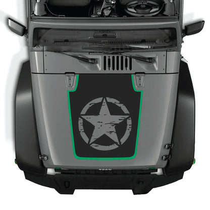 Full de calcomanía para capó con estrella para Jeep Wrangler JK JKU, fabricado en vinilo premium, con un diseño de estrella llamativo para el capó del vehículo.
