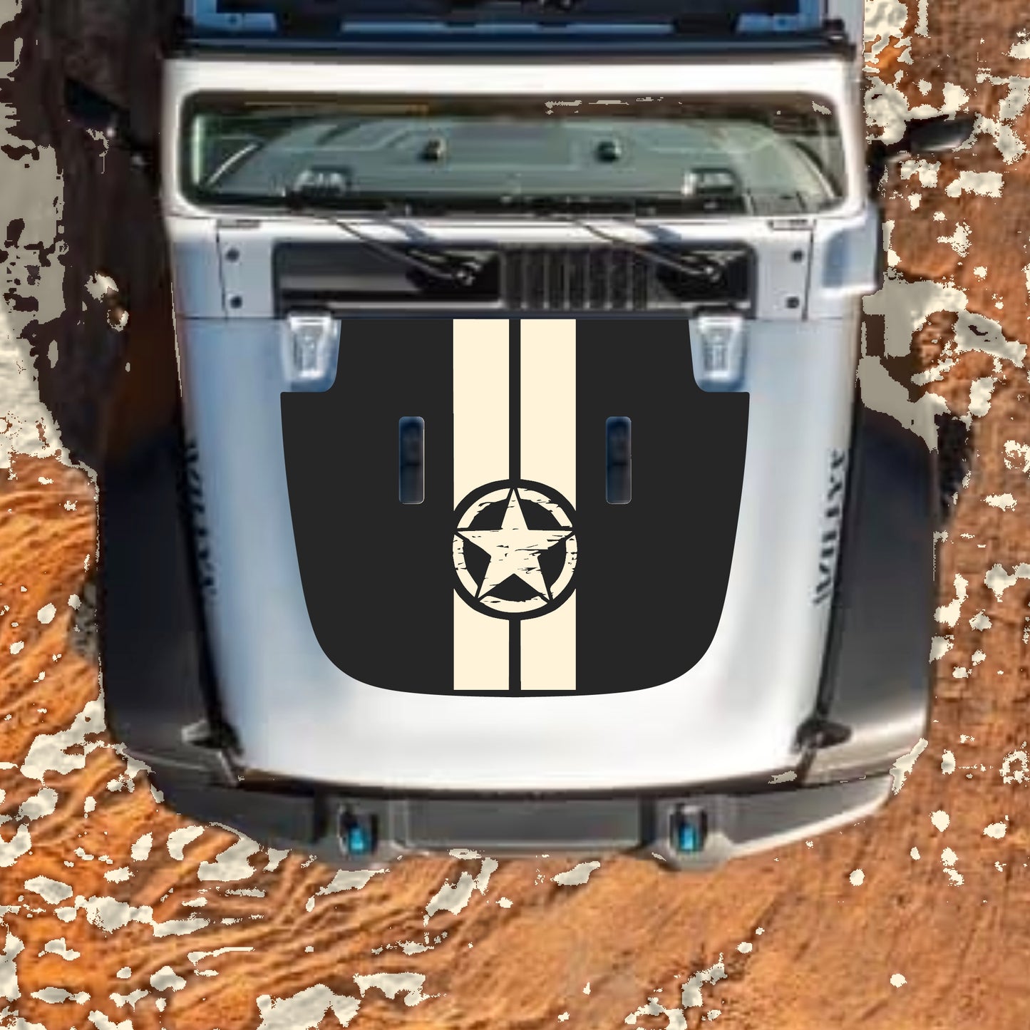 Hood Panel Decal/Sticker - Star and Stripes Graphic Decal Graphic Kit - For Jeep JL JLU Sahara 2018-2025 - Premium Vinyl