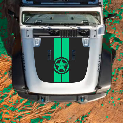 Hood Panel Decal/Sticker - Star and Stripes Graphic Decal Graphic Kit - For Jeep JL JLU Sahara 2018-2025 - Premium Vinyl