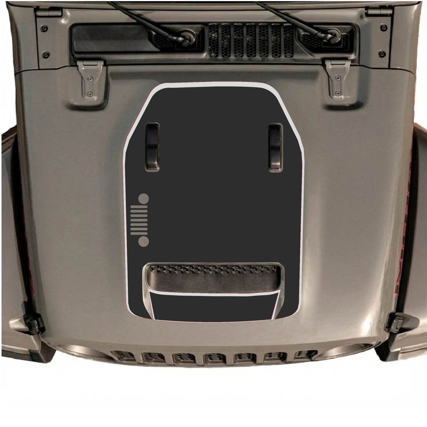 Hood Panel Decal/Sticker - Left Side Grill with Border Graphic Decal Graphic Kit - For Jeep JL JLU 392 2018 - Premium Vinyl