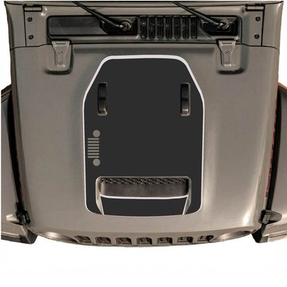 Hood Panel Decal/Sticker - Left Side Grill with Border Graphic Decal Graphic Kit - For Jeep JL JLU 392 2018 - Premium Vinyl
