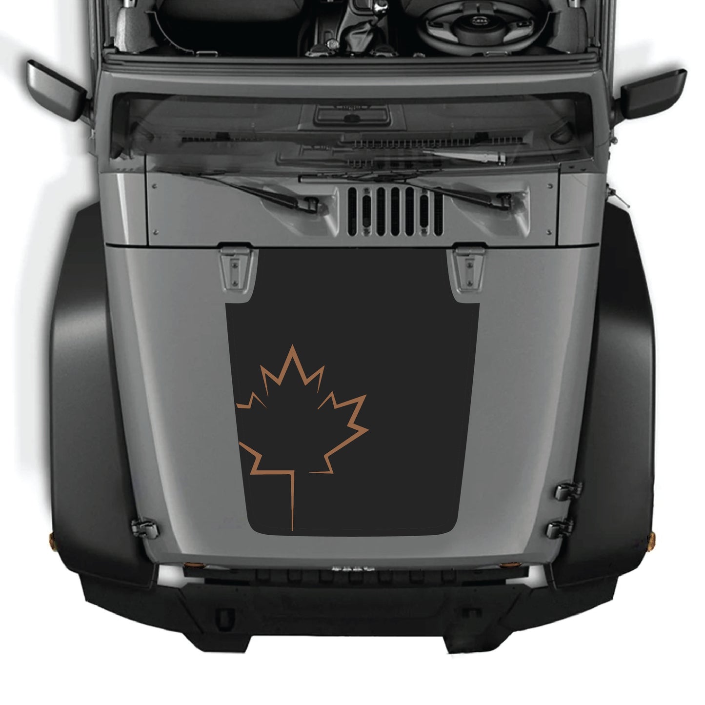 Canada leaf hood decal graphic kit for Jeep Wrangler JK JKU 2007-2018, made of premium vinyl by CarCode.