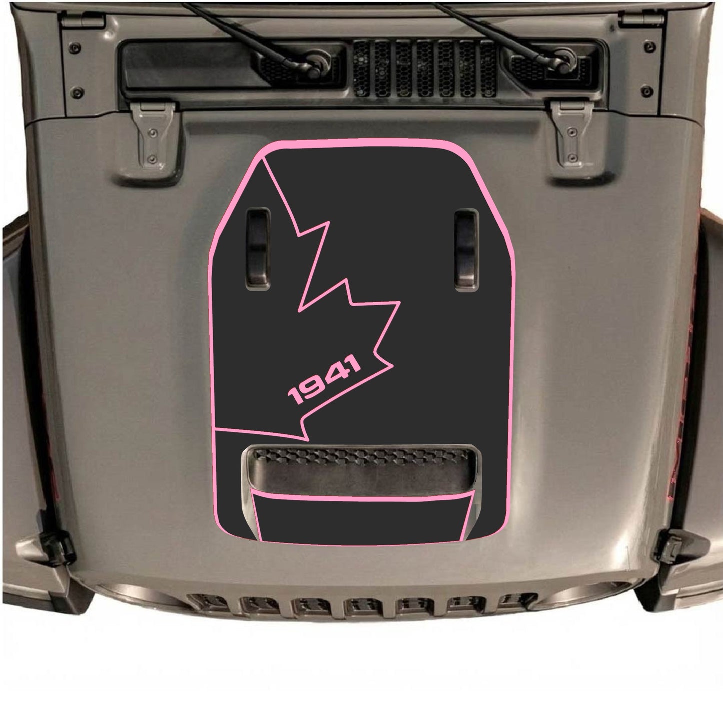 Hood Panel Decal/Sticker - 1941 Canada Full Leaf with Border Graphic Decal Graphic Kit - For Jeep JL JLU 392 2018 - Premium Vinyl