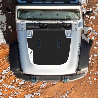 Hood Panel Decal/Sticker - Left Side 1941 with Border Graphic Decal Graphic Kit - For Jeep JL JLU Sahara 2018-2025 - Premium Vinyl