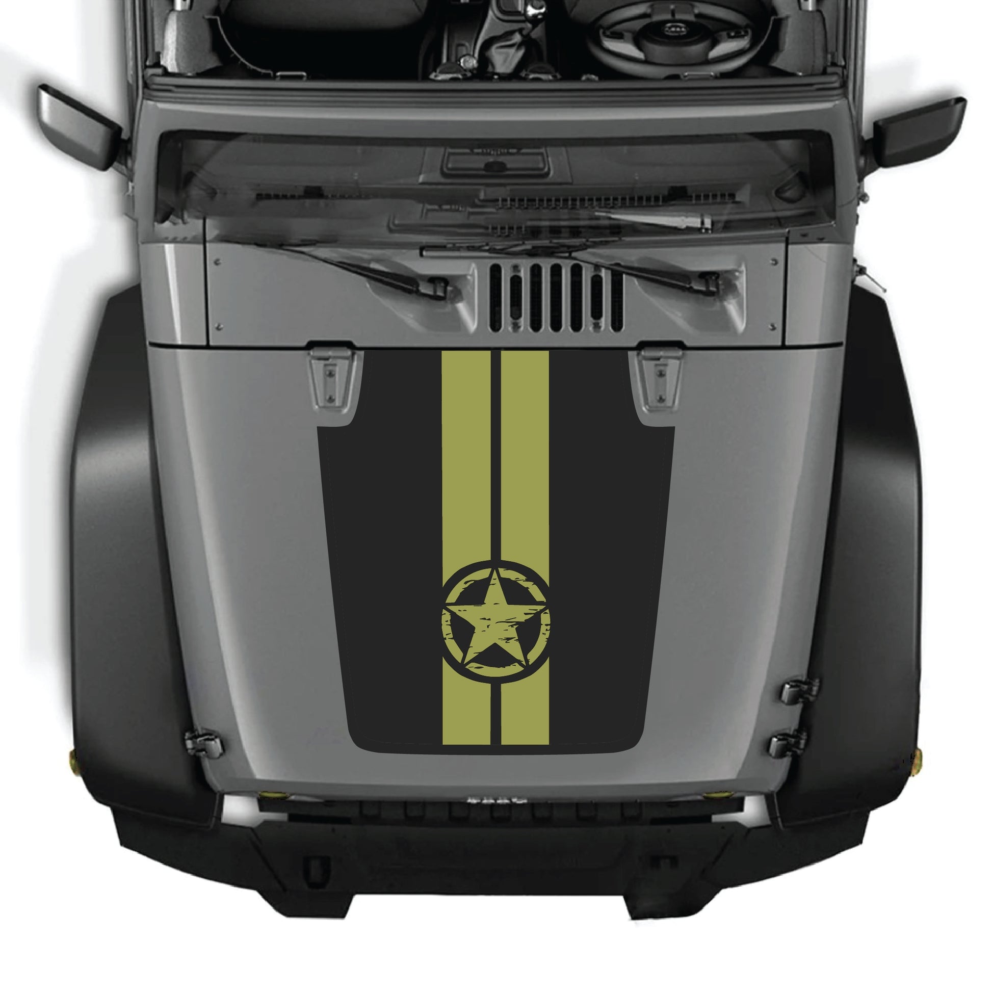 Jeep Wrangler JK hood decal kit featuring star and stripes graphic design in vibrant premium vinyl by CarCode.