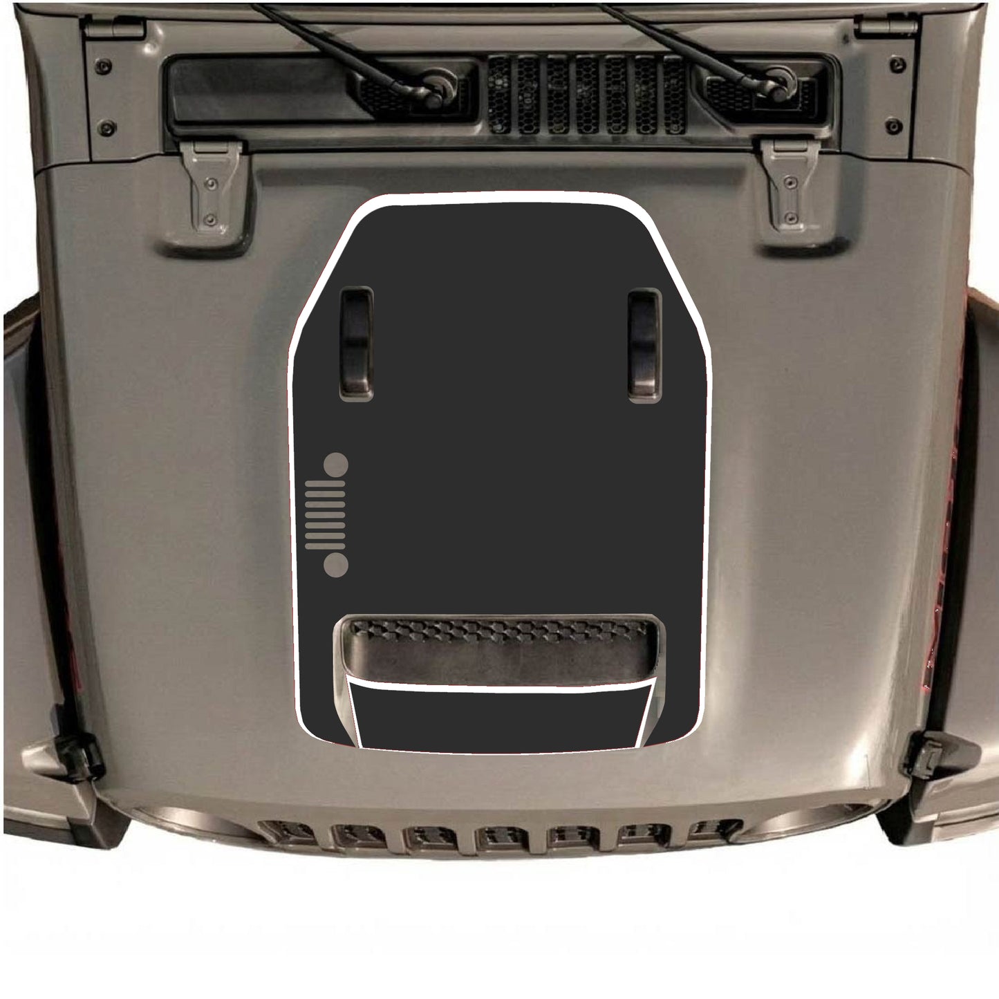 Hood Panel Decal/Sticker - Left Side Grill with Border Graphic Decal Graphic Kit - For Jeep JL JLU 392 2018 - Premium Vinyl
