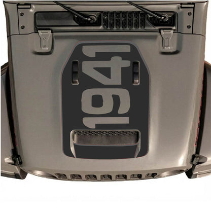 Hood Panel Decal/Sticker - 1941 with Border Graphic Decal Graphic Kit - For Jeep JL JLU 392 2018 - Premium Vinyl