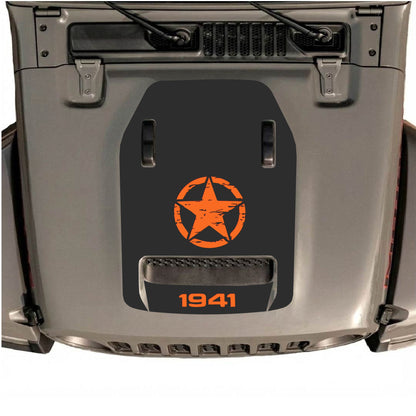 Hood Panel Decal/Sticker - 1941 Center Star Graphic Decal Graphic Kit - For Jeep JL JLU 392 2018 - Premium Vinyl