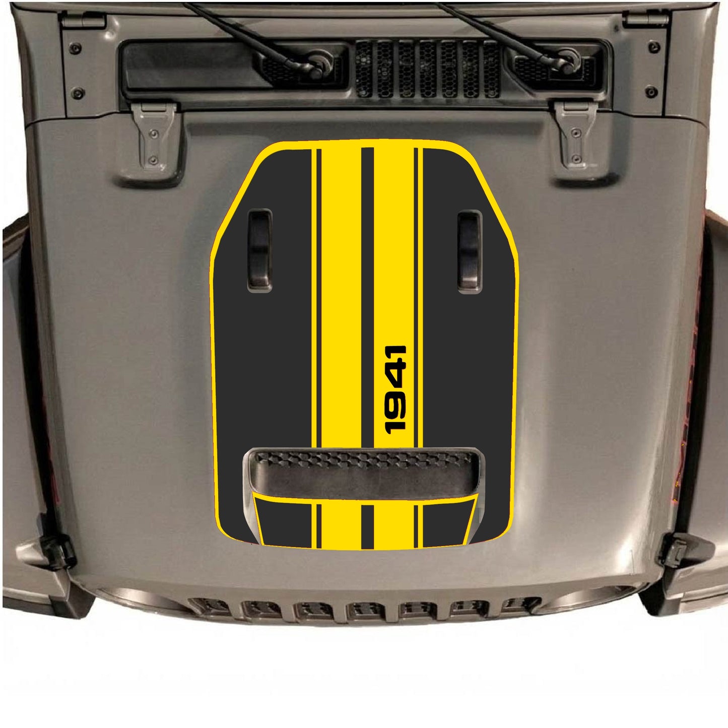 Hood Panel Decal/Sticker - 1941 Stripes with Border Graphic Decal Graphic Kit - For Jeep JL JLU 392 2018 - Premium Vinyl
