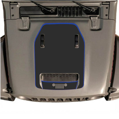 Hood Panel Decal/Sticker - Bottom Grill with Border Graphic Decal Graphic Kit - For Jeep JL JLU 392 2018 - Premium Vinyl