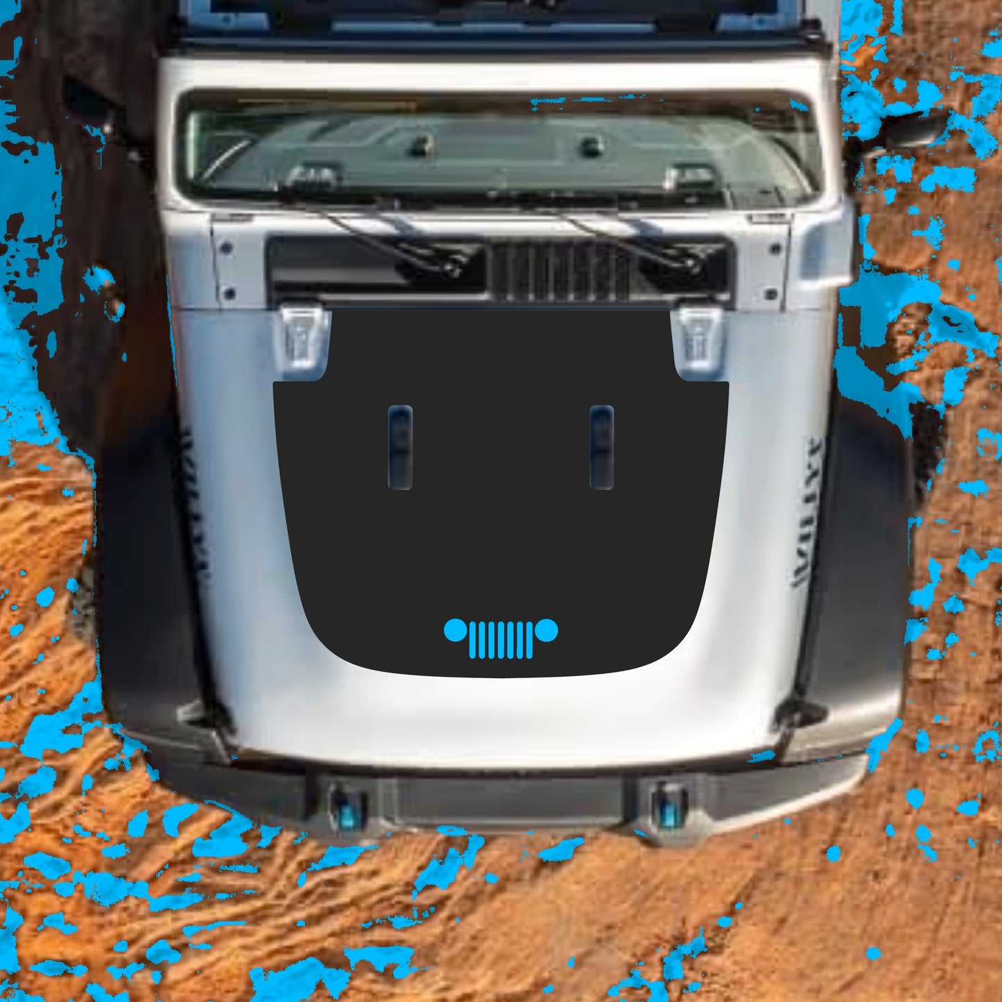 Hood Panel Decal/Sticker - Grill Graphic Decal Graphic Kit - For Jeep JL JLU Sahara 2018-2025 - Premium Vinyl