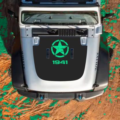 Hood Panel Decal/Sticker - Top Star 1941 Graphic Decal Graphic Kit - For Jeep JL JLU Sahara 2018-2025 - Premium Vinyl