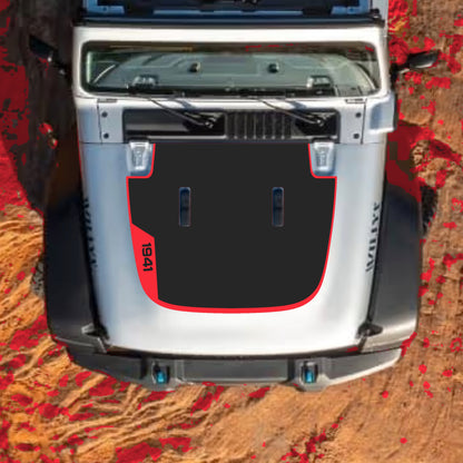 Hood Panel Decal/Sticker - Left Side 1941 with Border Graphic Decal Graphic Kit - For Jeep JL JLU Sahara 2018-2025 - Premium Vinyl
