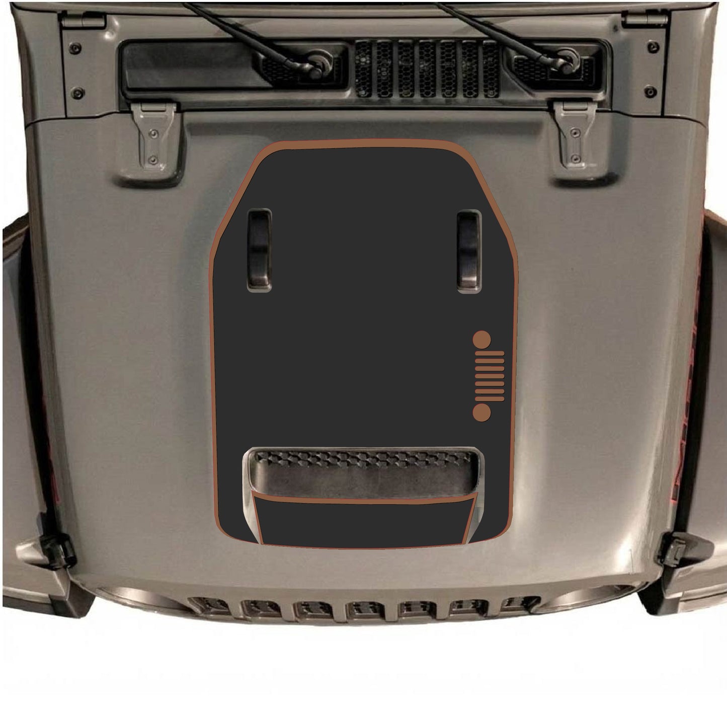 Hood Panel Decal/Sticker - Right Side Grill with Border Graphic Decal Graphic Kit - For Jeep JL JLU 392 2018 - Premium Vinyl