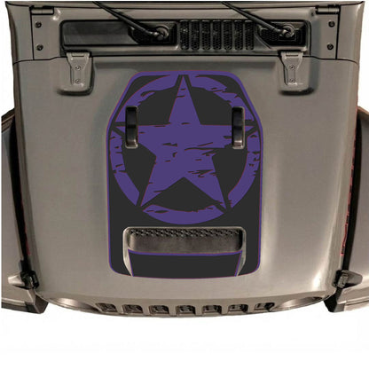 Hood Panel Decal/Sticker - Full Star with Border Graphic Decal Graphic Kit - For Jeep JL JLU 392 2018 - Premium Vinyl