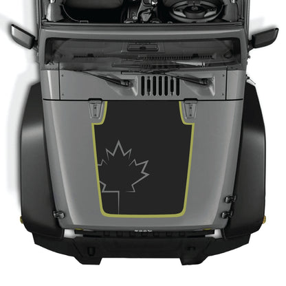 calcomanía de capó CarCode para Jeep Wrangler con gráfico de hoja canadiense, vinilo premium para modelos JK y JKU 2007-2018.