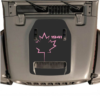 Hood Panel Decal/Sticker - 1941 Canada Leaf Graphic Decal Graphic Kit - For Jeep JL JLU 392 2018 - Premium Vinyl
