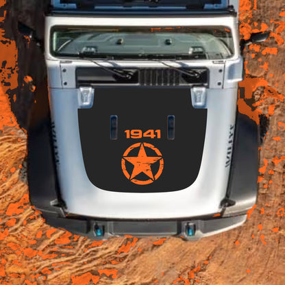 Hood Panel Decal/Sticker - Full Star 1941 Graphic Decal Graphic Kit - For Jeep JL JLU Sahara 2018-2025 - Premium Vinyl
