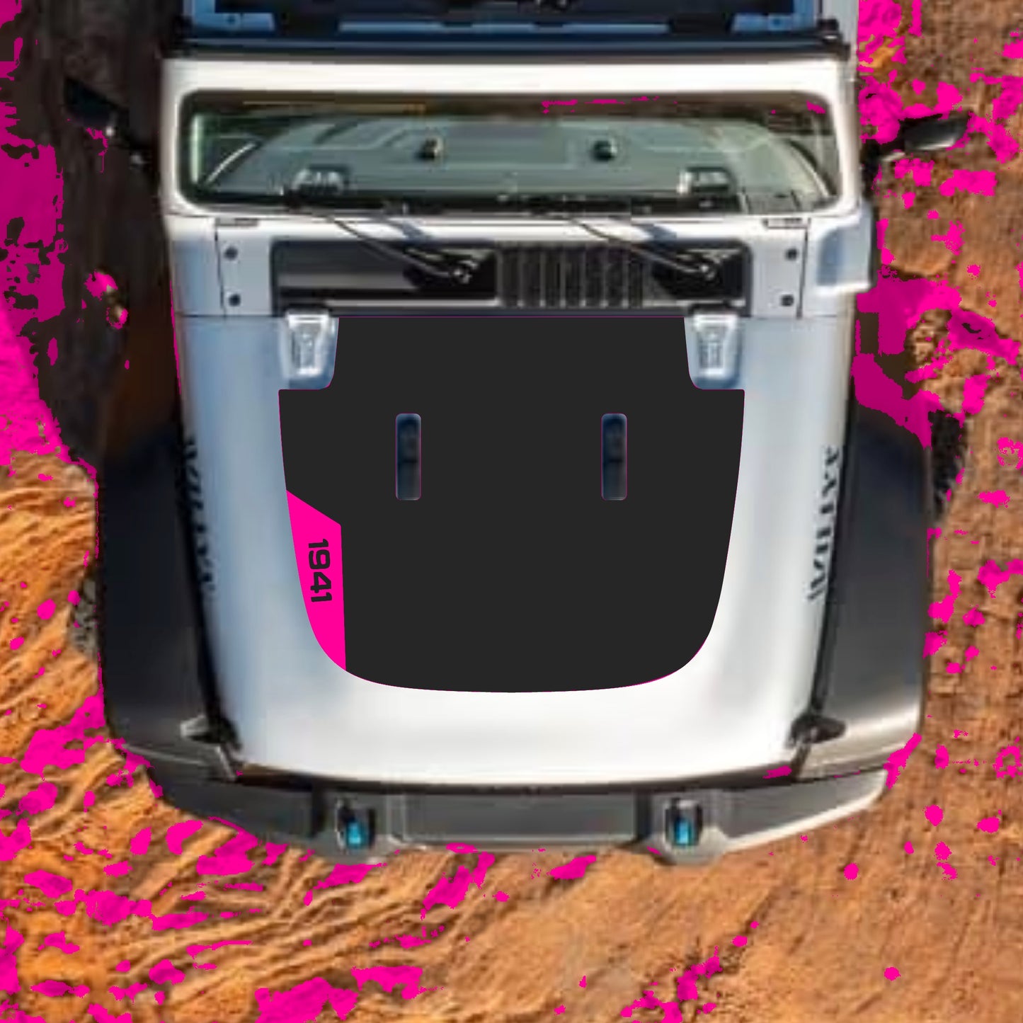 Hood Panel Decal/Sticker - Left Side 1941 Graphic Decal Graphic Kit - For Jeep JL JLU Sahara 2018-2025 - Premium Vinyl