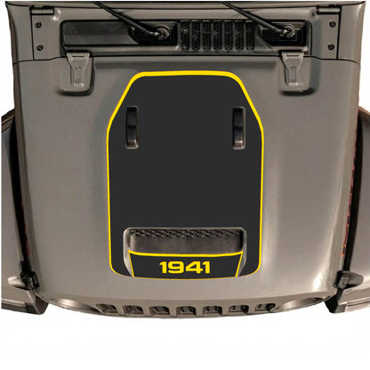 Hood Panel Decal/Sticker - Bottom Cut 1941 with Border Graphic Decal Graphic Kit - For Jeep JL JLU 392 2018 - Premium Vinyl