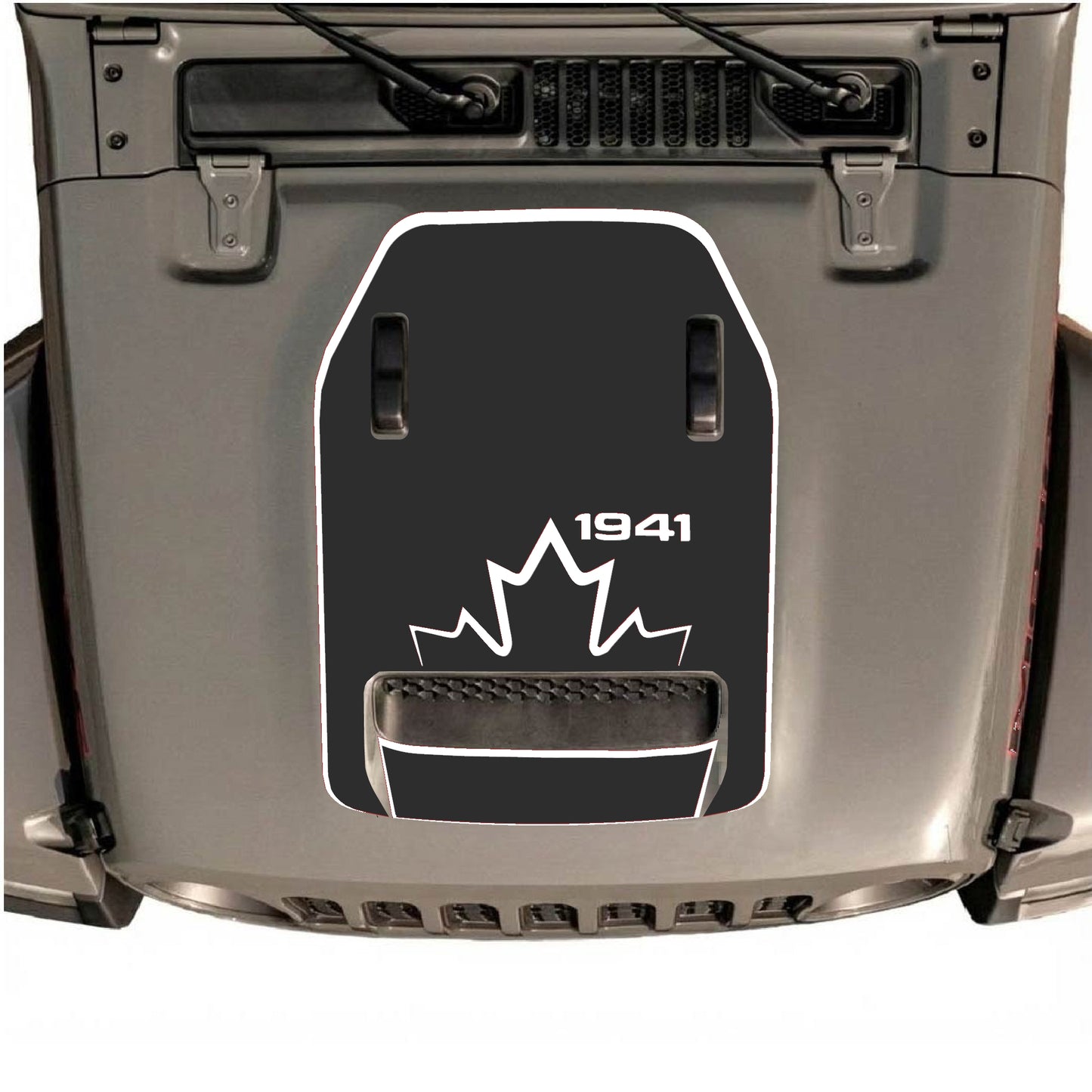 Hood Panel Decal/Sticker - 1941 Canada with Border Graphic Decal Graphic Kit - For Jeep JL JLU 392 2018 - Premium Vinyl