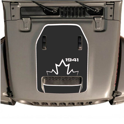 Hood Panel Decal/Sticker - 1941 Canada with Border Graphic Decal Graphic Kit - For Jeep JL JLU 392 2018 - Premium Vinyl
