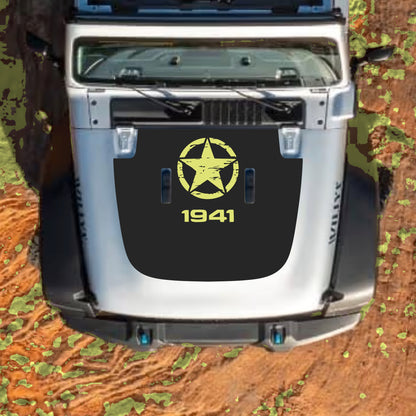 Hood Panel Decal/Sticker - Top Star 1941 Graphic Decal Graphic Kit - For Jeep JL JLU Sahara 2018-2025 - Premium Vinyl