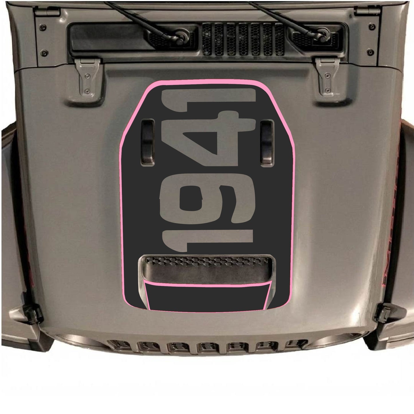 Hood Panel Decal/Sticker - 1941 with Border Graphic Decal Graphic Kit - For Jeep JL JLU 392 2018 - Premium Vinyl