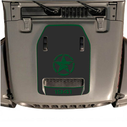 Hood Panel Decal/Sticker - 1941 Center Star with Border Graphic Decal Graphic Kit - For Jeep JL JLU 392 2018 - Premium Vinyl