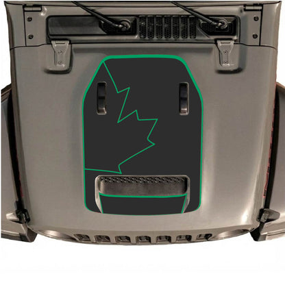 Hood Panel Decal/Sticker - Canada Full Leaf with Border Graphic Decal Graphic Kit - For Jeep JL JLU 392 2018 - Premium Vinyl