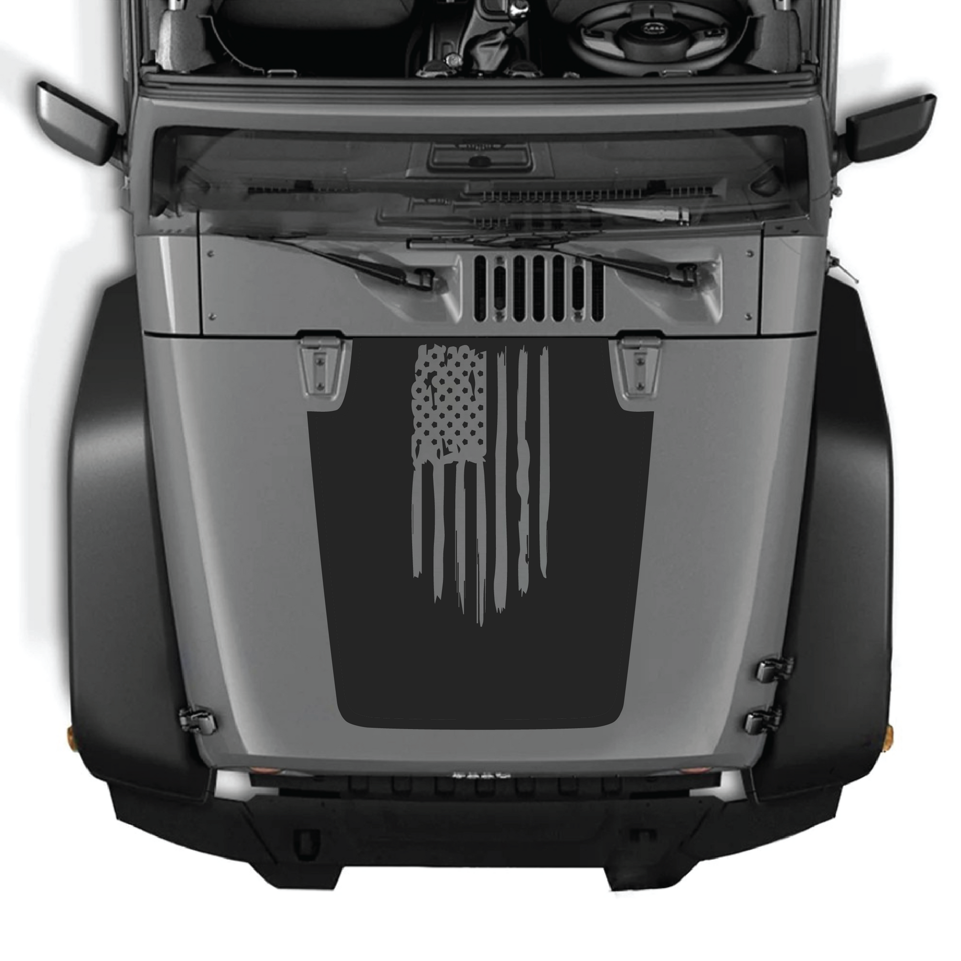 CarCode Jeep JK/JKU hood decal sticker in premium vinyl, featuring stylish hood design for 2007-2018 Jeep models.