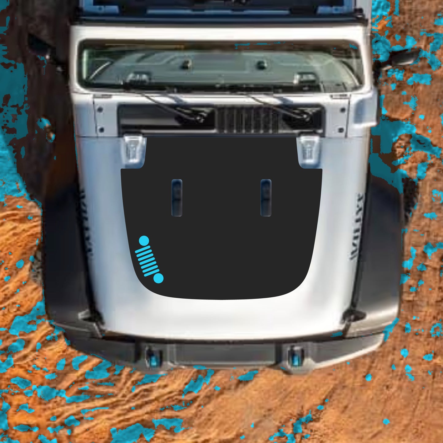 Hood Panel Decal/Sticker - Left Side Grill Graphic Decal Graphic Kit - For Jeep JL JLU Sahara 2018-2025 - Premium Vinyl