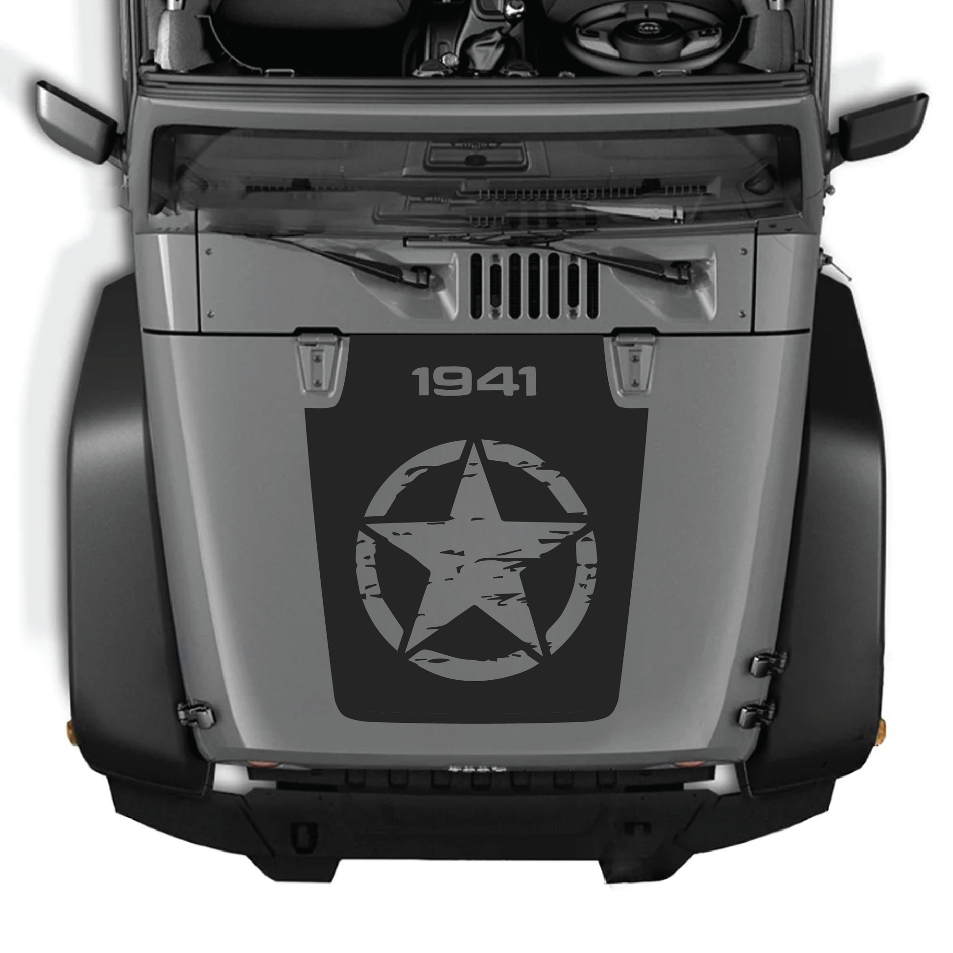 CarCode hood decal sticker for Jeep JK/JKU 2007-2018, made of premium vinyl, featuring stylish hood design for vehicle customization.