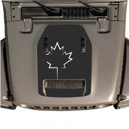 Hood Panel Decal/Sticker - Canada Leaf Graphic Decal Graphic Kit - For Jeep JL JLU 392 2018 - Premium Vinyl
