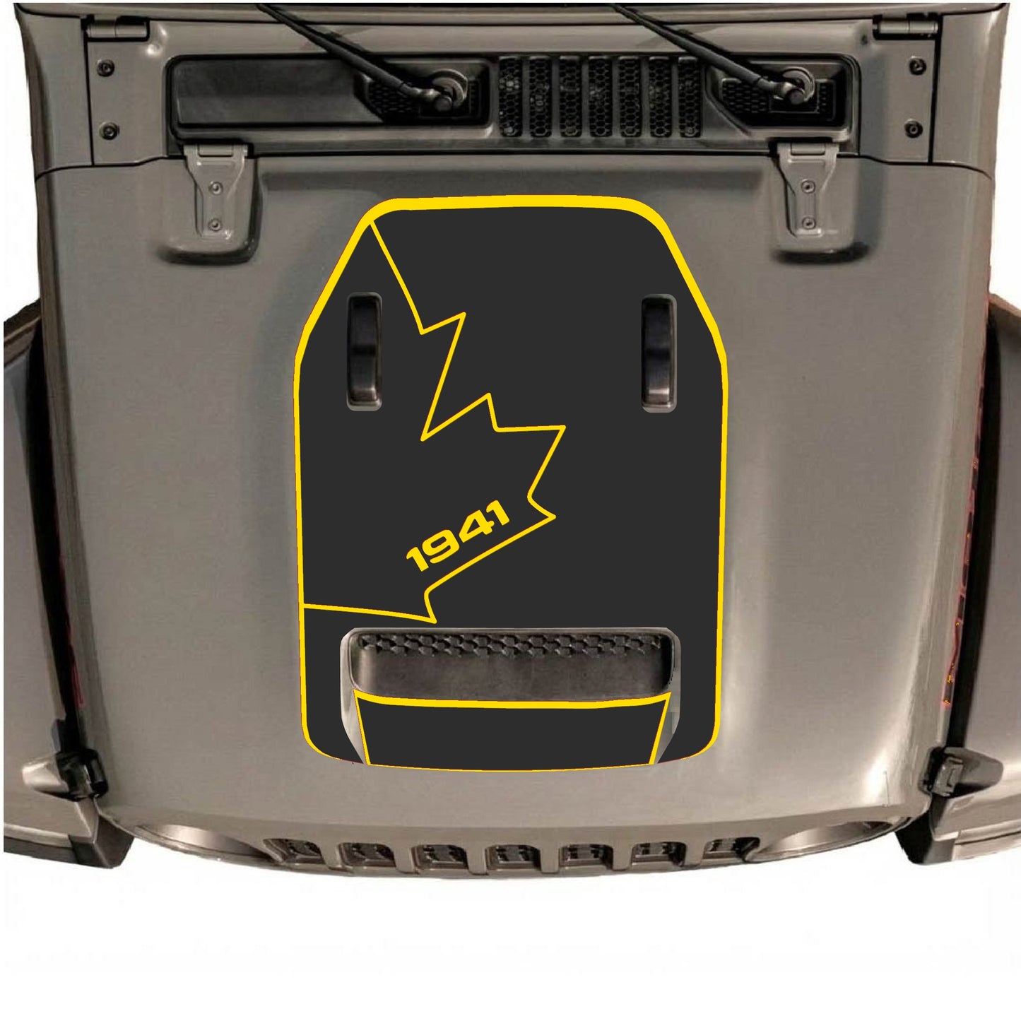 Hood Panel Decal/Sticker - 1941 Canada Full Leaf with Border Graphic Decal Graphic Kit - For Jeep JL JLU 392 2018 - Premium Vinyl