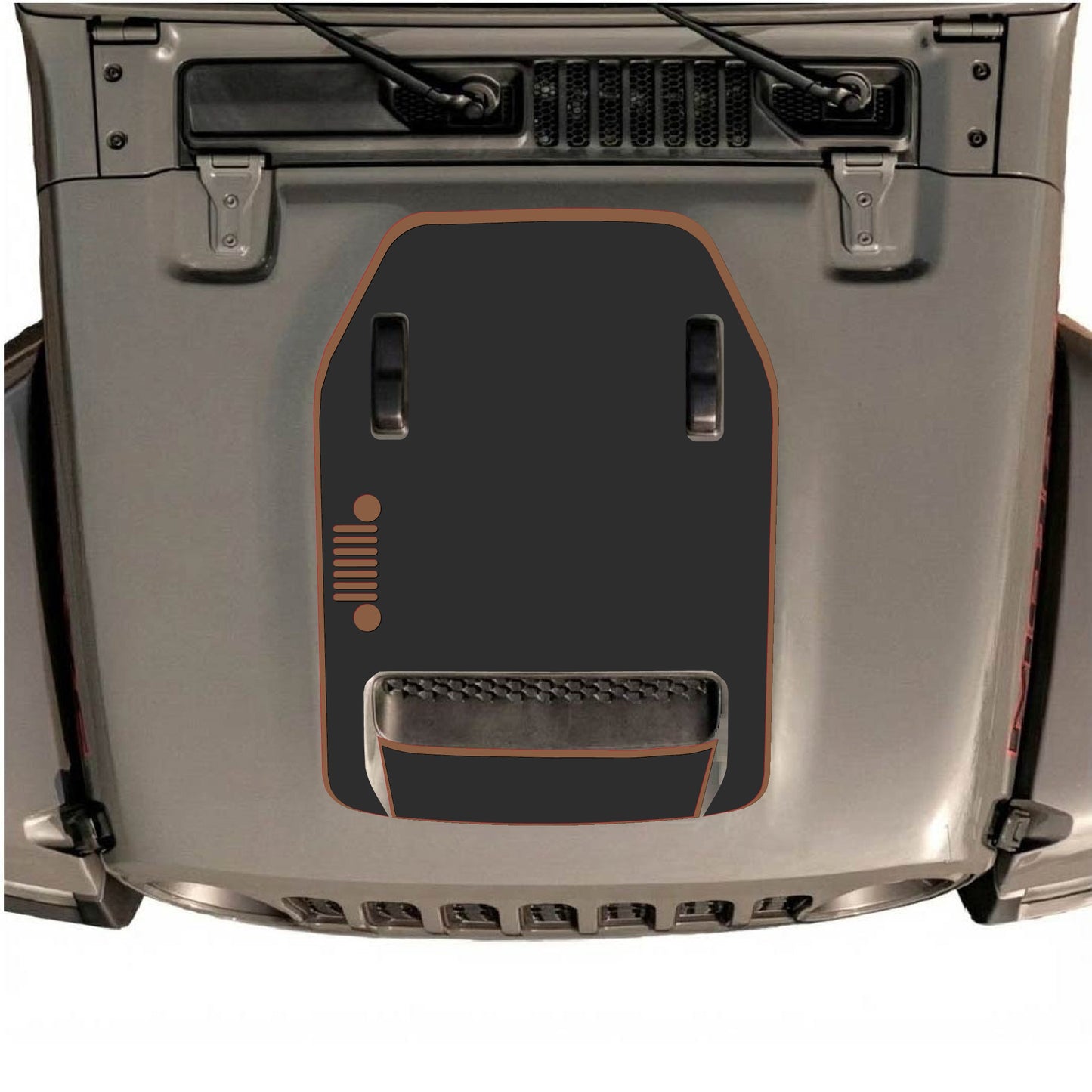 Hood Panel Decal/Sticker - Left Side Grill with Border Graphic Decal Graphic Kit - For Jeep JL JLU 392 2018 - Premium Vinyl
