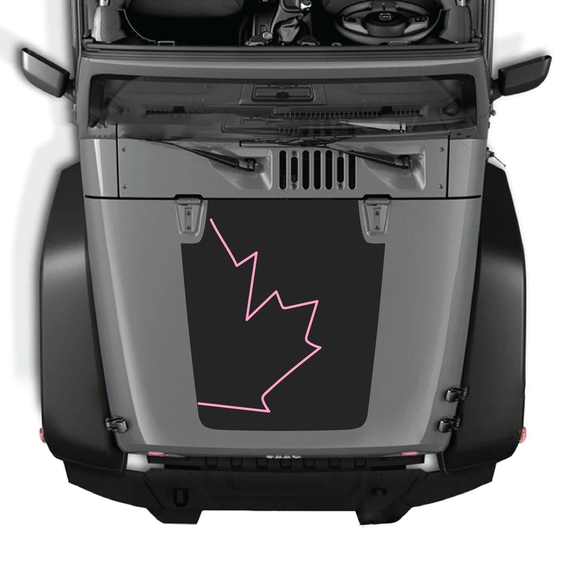 Canada full leaf hood decal graphic kit for Jeep Wrangler JK JKU, made of premium vinyl, featuring bold Canadian leaf design.