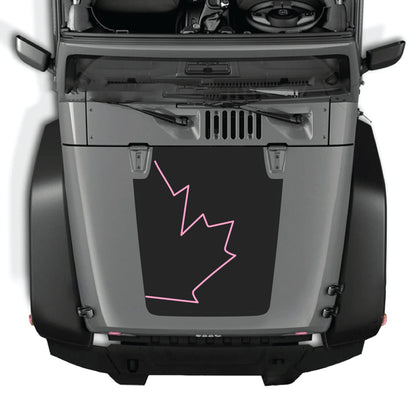 Canada full leaf hood decal graphic kit for Jeep Wrangler JK JKU, made of premium vinyl, featuring bold Canadian leaf design.