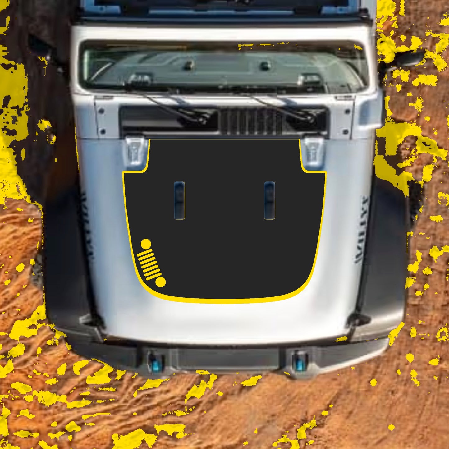 Hood Panel Decal/Sticker - Left Side Grill with Border Graphic Decal Graphic Kit - For Jeep JL JLU Sahara 2018-2025 - Premium Vinyl