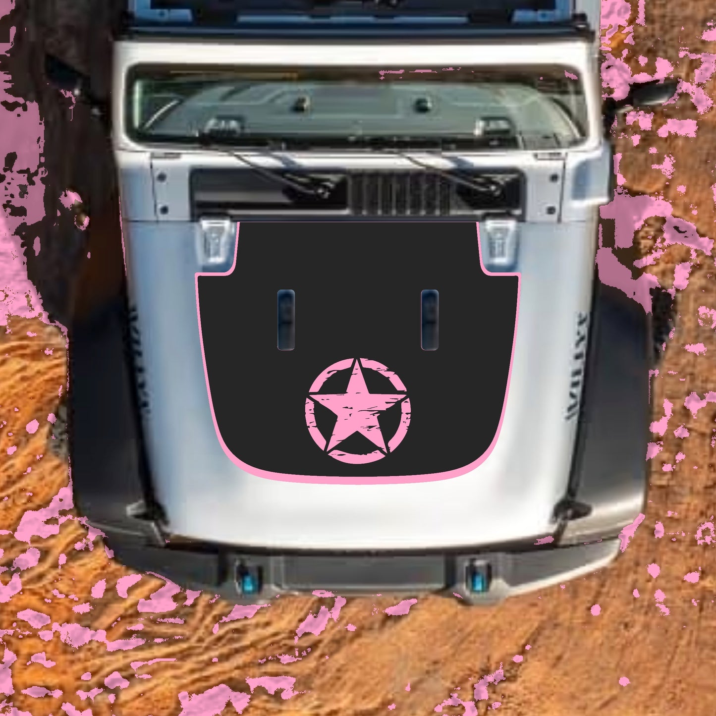 Hood Panel Decal/Sticker - Full Star with Border Graphic Decal Graphic Kit - For Jeep JL JLU Sahara 2018-2025 - Premium Vinyl