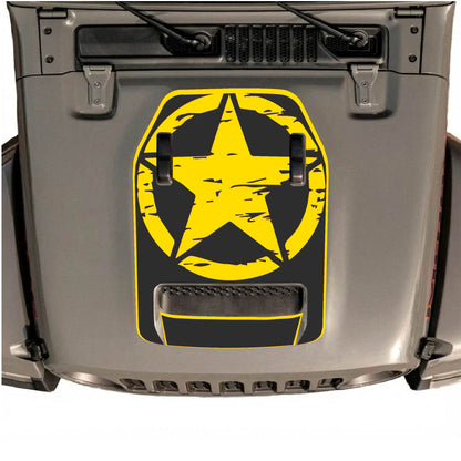 Hood Panel Decal/Sticker - Full Star with Border Graphic Decal Graphic Kit - For Jeep JL JLU 392 2018 - Premium Vinyl